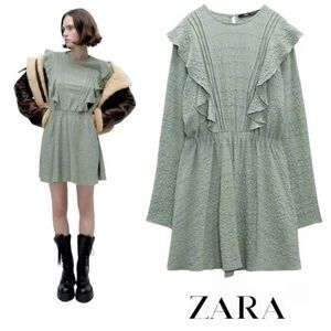 Zara Green Ruffle Dress